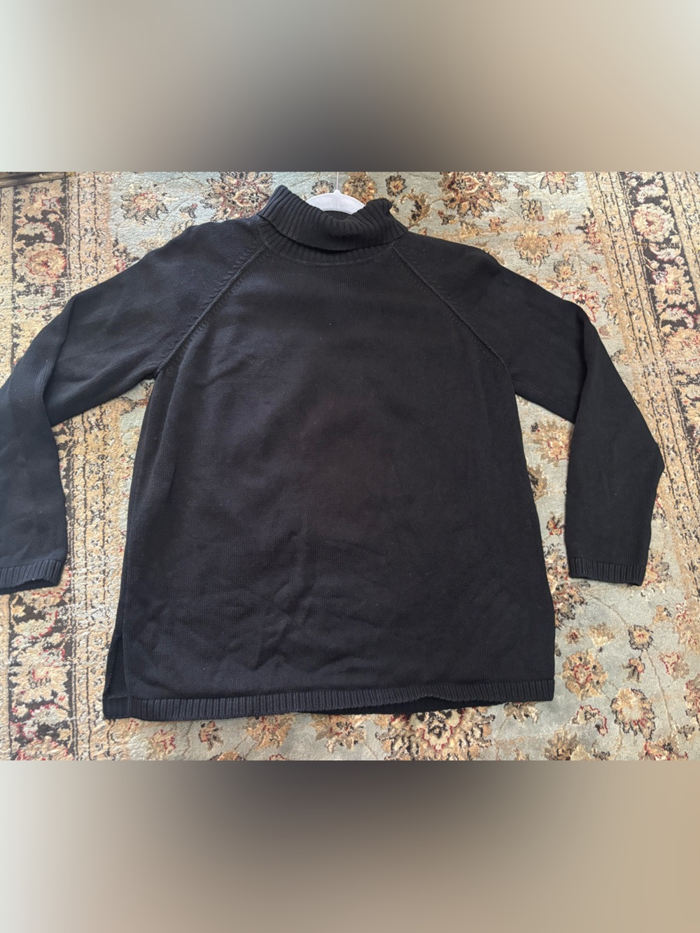 JEANNE PIERRE Vintage Black Turtleneck Ribbed Knit Sweater